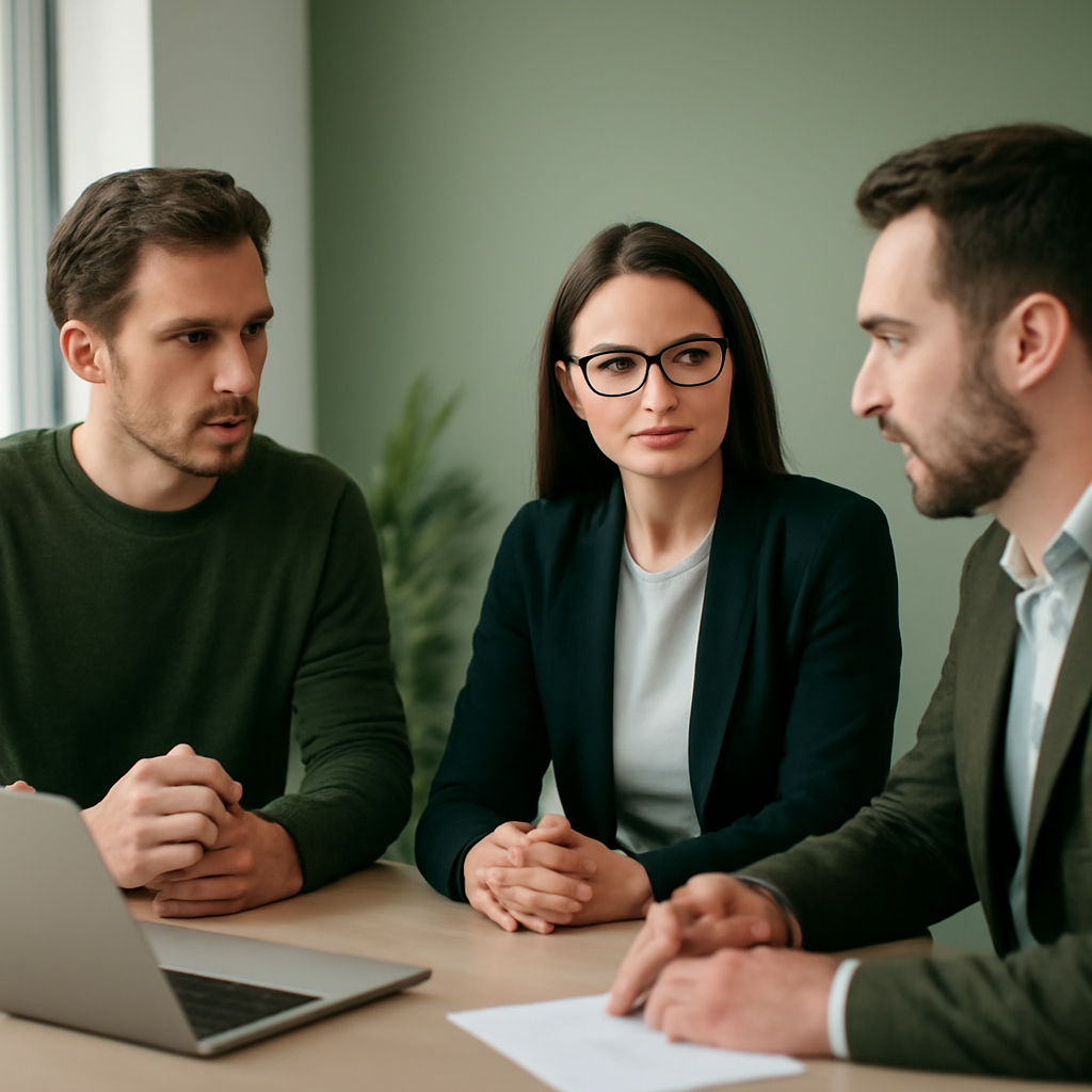 Founders in a meeting discussing product strategy